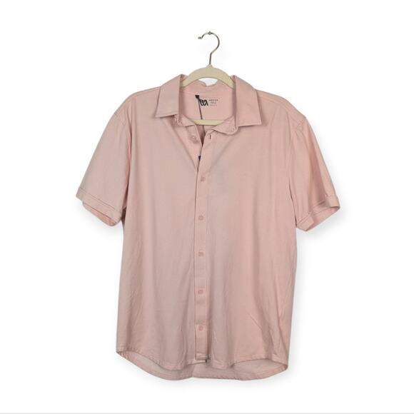 NWT VRST Men's Pink Short Sleeve Button Down Shirt Size M - Picture 1 of 7